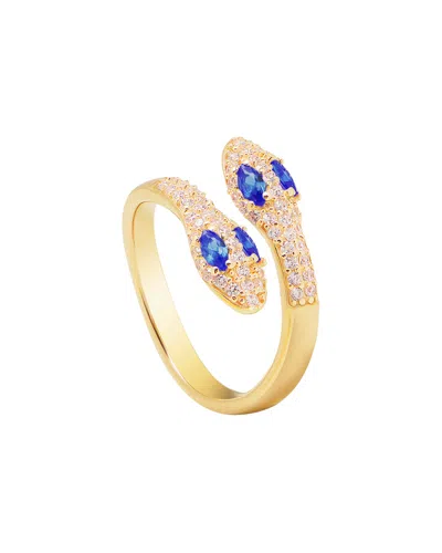 GABI RIELLE GABI RIELLE SPARKLE-DRENCHED 14K OVER SILVER CZ SNAKE ADJUSTABLE RING