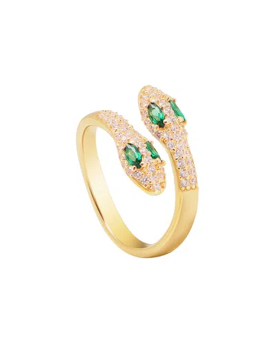 GABI RIELLE GABI RIELLE SPARKLE-DRENCHED 14K OVER SILVER CZ SNAKE ADJUSTABLE RING