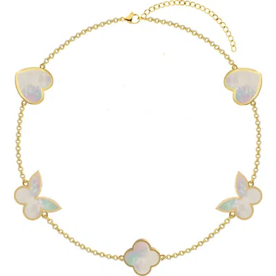 Gabi Rielle Sweet Lucky Mother-of-pearl Station Bracelet In Gold