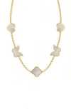 Gabi Rielle Sweet Lucky Mother-of-pearl Station Necklace In Gold