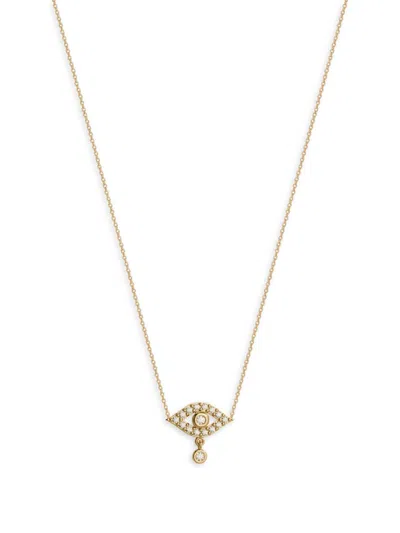 Gabi Rielle Women's 14k Gold Vermeil & Cubic Zirconia Evil Eye Pendant Necklace/18"