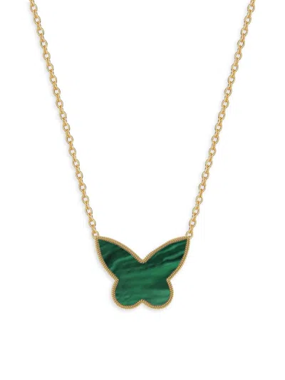 Gabi Rielle Women's 14k Gold Vermeil & Malachite Inlay Butterfly Necklace