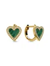 Gabi Rielle 14k Over Silver Malachite Cz Huggie Earrings In Gold