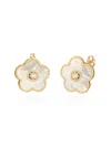 Gabi Rielle Women's 14k Gold Vermeil, Mother Of Pearl & Cubic Zirconia Flower Stud Earrings In Gold