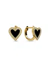 Gabi Rielle 14k Over Silver Onyx Cz Huggie Earrings In Gold