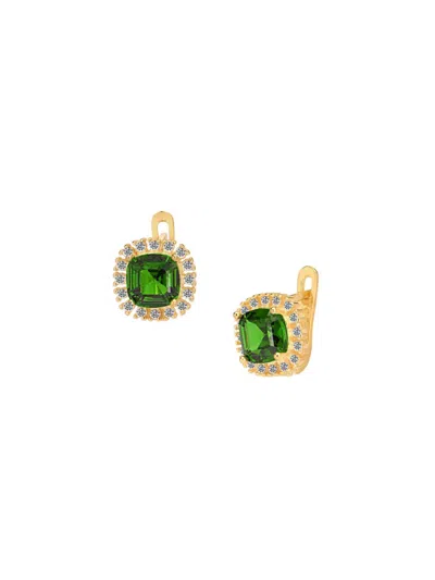 Gabi Rielle Women's Bejeweled 14k Yellow Goldplated Sterling Silver & Emerald Cut Cubic Zirconia Drop Earrings
