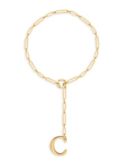 Gabi Rielle Women's Get Personal 14k Gold Vermeil Initial Adjustable Lariat Necklace In Letter C