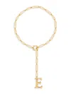 Gabi Rielle Women's Get Personal 14k Gold Vermeil Initial Adjustable Lariat Necklace In Letter E