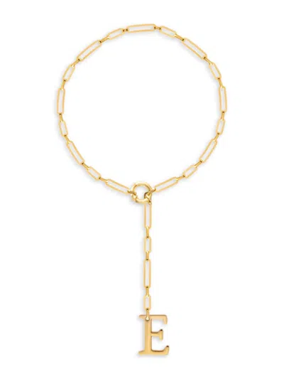 Gabi Rielle Women's Get Personal 14k Gold Vermeil Initial Adjustable Lariat Necklace In Letter E