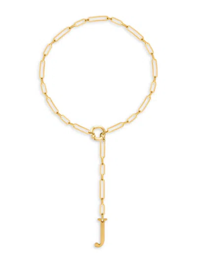 Gabi Rielle Women's Get Personal 14k Gold Vermeil Initial Adjustable Lariat Necklace In Letter J