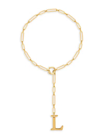 Gabi Rielle Women's Get Personal 14k Gold Vermeil Initial Adjustable Lariat Necklace In Letter L