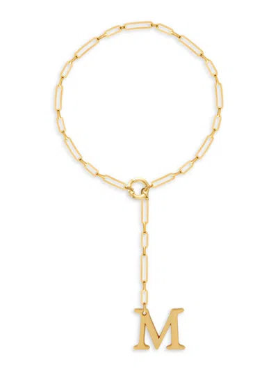 Gabi Rielle Women's Get Personal 14k Gold Vermeil Initial Adjustable Lariat Necklace In Letter M