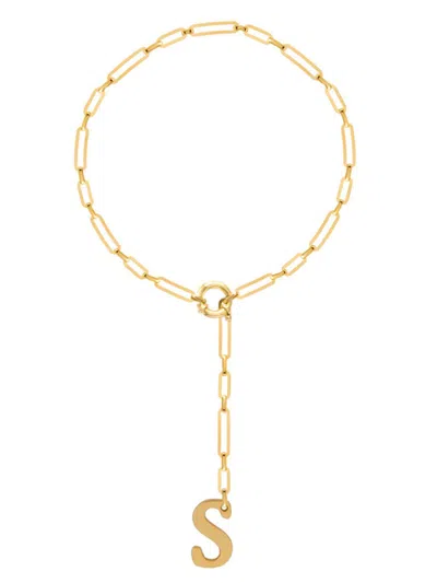 Gabi Rielle Women's Get Personal 14k Gold Vermeil Initial Adjustable Lariat Necklace In Letter S