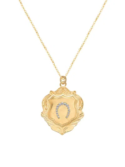 Gabi Rielle Women's Love In Bloom 14k Goldplated Sterling Silver Horseshoe & Pavé High-quality Crystal Shield Ne