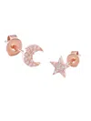 Gabi Rielle Women's Love Is Love 14k Rose Gold Vermeil & Cubic Zirconia Moon & Star Stud Earrings In Rose Gold