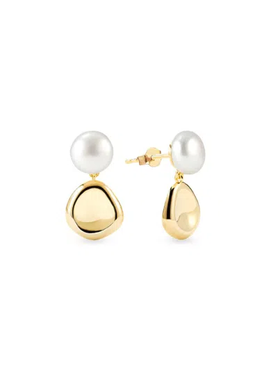 Gabi Rielle Women's Love Struck 14k Gold Vermeil & 12mm Freshwater Pearl Petal Drop Earrings