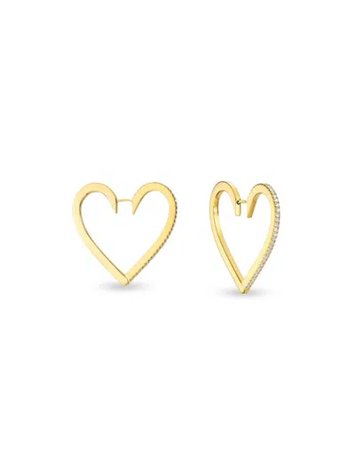 Gabi Rielle Women's Love Struck Heart To Heart 14k Gold Vermeil & Pavé Cubic Zirconia Hoop Earrings