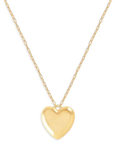 Gabi Rielle Women's Love Struck Luxe 14k Gold Vermeil Puff Heart Pendant Necklace