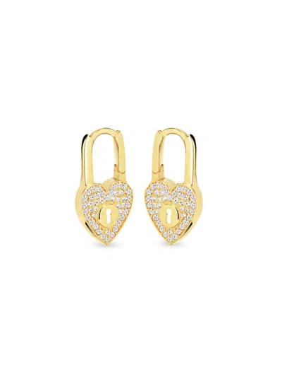Gabi Rielle Women's Love Struck Luxe Locket 14k Gold Vermeil & Pavé Cubic Zirconia Huggie Earrings