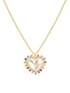 Gabi Rielle Women's Outshine 14k Gold Vermeil, 20mm Freshwater Pearl & Cubic Zirconia Sweet Heart Pendant Neckla In Gold