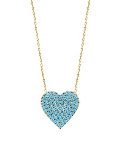 Gabi Rielle Women's Outshine 14k Gold Vermeil & Aquamarine Crystal Heart Pendant Necklace