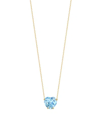 Gabi Rielle Women's Outshine 14k Gold Vermeil & Aquamarine Crystal Heart Solitaire Pendant Necklace