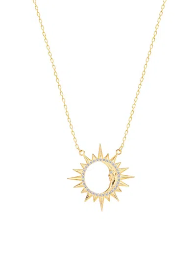 Gabi Rielle Women's Outshine 14k Gold Vermeil & Crystal Moonlit Pendant Necklace/14.5"-17.5"