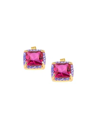 Gabi Rielle Women's Outshine 14k Gold Vermeil & Cubic Zirconia Stud Earrings In Pink