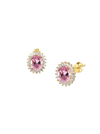 Gabi Rielle Women's Outshine 14k Yellow Gold Vermeil, Cubic Zirconia & Crystal Stud Earrings