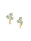 GABI RIELLE WOMEN'S OUTSHINE 14K YELLOW VERMEIL, CRYSTAL & TURQUIOSE FLOWER STUD EARRINGS