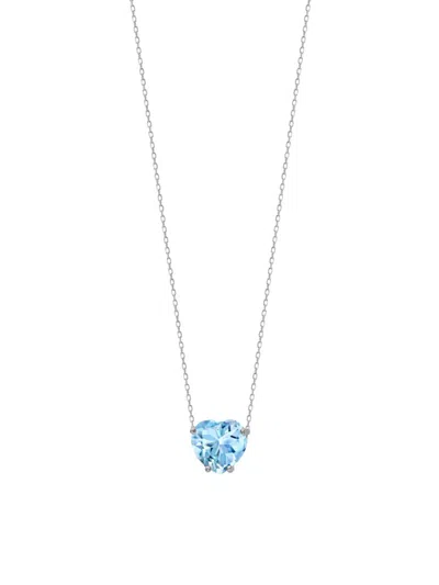 Gabi Rielle Women's Outshine Sterling Silver & Aquamarine Crystal Heart Pendant Necklace