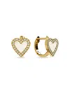 Gabi Rielle 14k Over Silver 8mm Pearl Cz Huggie Earrings In Gold