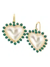 Gabi Rielle Women's Shining Moment 14k Gold Vermeil, 25mm Freshwater Pearl & Cubic Zirconia Heart Drop Earrings In Gold