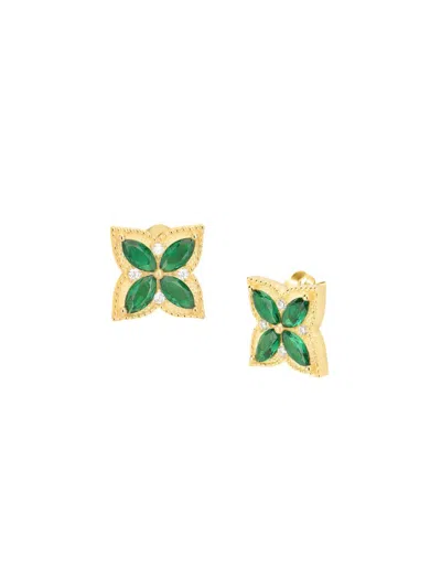 Gabi Rielle Women's Shining Moment 14k Gold Vermeil & Cubic Zirconia Clover Stud Earrings