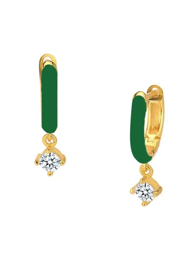Gabi Rielle Women's Shining Moment 14k Gold Vermeil & Cubic Zirconia Drop Earrings In Green