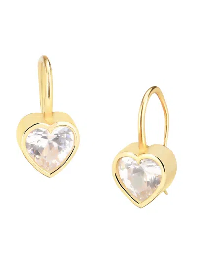 GABI RIELLE WOMEN'S SHINING MOMENT GLISTENING HEART 14K GOLD VERMEIL & CUBIC ZIRCONIA DROP EARRINGS