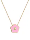 Gabi Rielle Women's Sugar Blossom 18k Gold Vermeil, Cubic Zirconia & Pink Agate Pendant Necklace In Yellow Goldplated