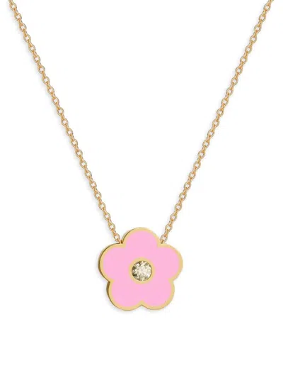 Gabi Rielle Women's Sugar Blossom 18k Gold Vermeil, Cubic Zirconia & Pink Agate Pendant Necklace In Yellow Goldplated