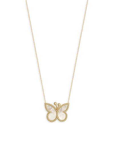 Gabi Rielle Women's Sugar Blossom 18k Gold Vermeil, Mother-of-pearl & Cubic Zirconia Pendant Necklace In Yellow Gold