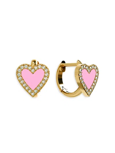 Gabi Rielle Women's Sugar Blossom 18k Gold Vermeil Sterling Silver & Cubic Zirconia Heart Huggie Earrings In Yellow Gold