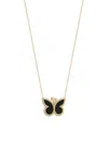 Gabi Rielle Effortless Staples Inlay Pavé Butterfly Pendant Necklace In Yellow Goldplated