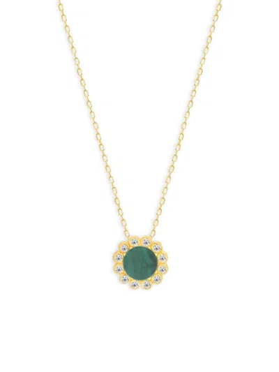 Gabi Rielle Women's Timeless Treasure Sunlit 14k Gold Vermeil, Malachite & Crystal Pendant Necklace