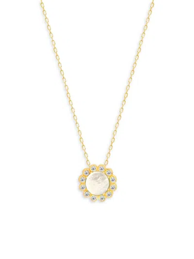 Gabi Rielle Sunlite Pave Pearl Necklace In Yellow Gold