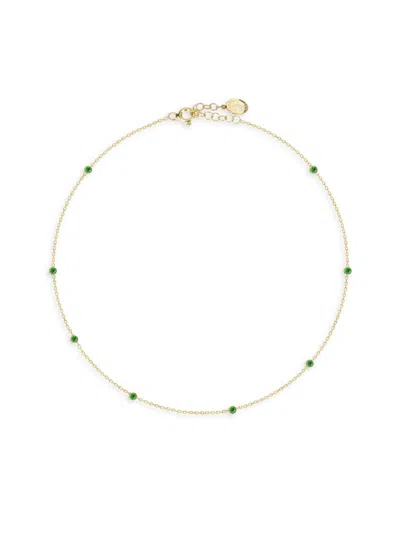 Gabi Rielle Women's Timeless Treasures 14k Yellow Gold Vermeil & Emerald Crystal Choker Necklace