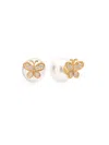 Gabi Rielle Women's Timeless Treasures Bella Babe 14k Gold Vermeil, 13mm Freshwater Pearl & Crystal Butterfly St In Gold