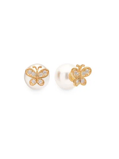Gabi Rielle Women's Timeless Treasures Bella Babe 14k Gold Vermeil, 13mm Freshwater Pearl & Crystal Butterfly St
