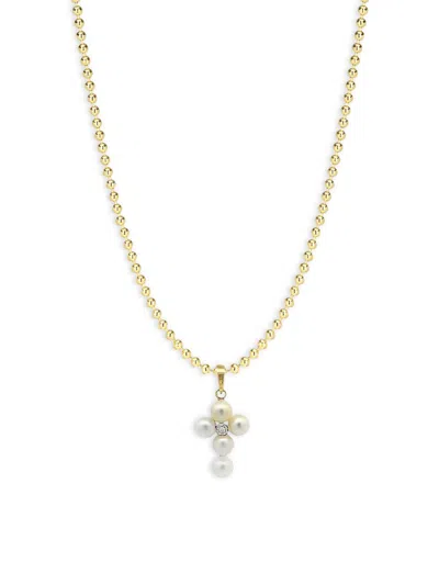 GABI RIELLE WOMEN'S TIMELESS TREASURES SACRED 14K GOLD VERMEIL & 4MM ROUND CULTURED PEARL NECKLACE