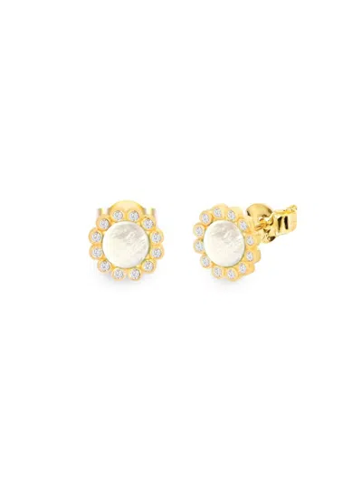 Gabi Rielle Women's Timeless Treasures Sunlite 14k Gold Vermeil & 6mm Round Cultured Freshwater Pearl Earrings