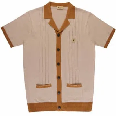 Gabicci Vintage Arlo Button-thru Knitted Polo Shirt In Brown