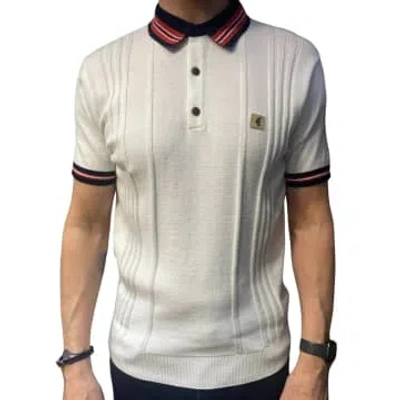 Gabicci Vintage Canto Knitted Polo Shirt In White